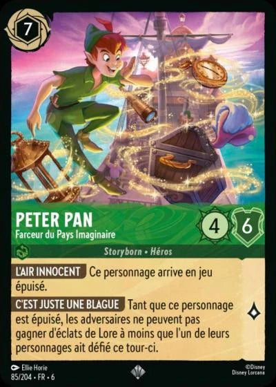 Carte Lorcana - Disney Peter Pan, Farceur du Pays Imaginaire 085/204 Super Rare  Chapitre 06 La Mer Azurite AZS Neuf FR LorenZone