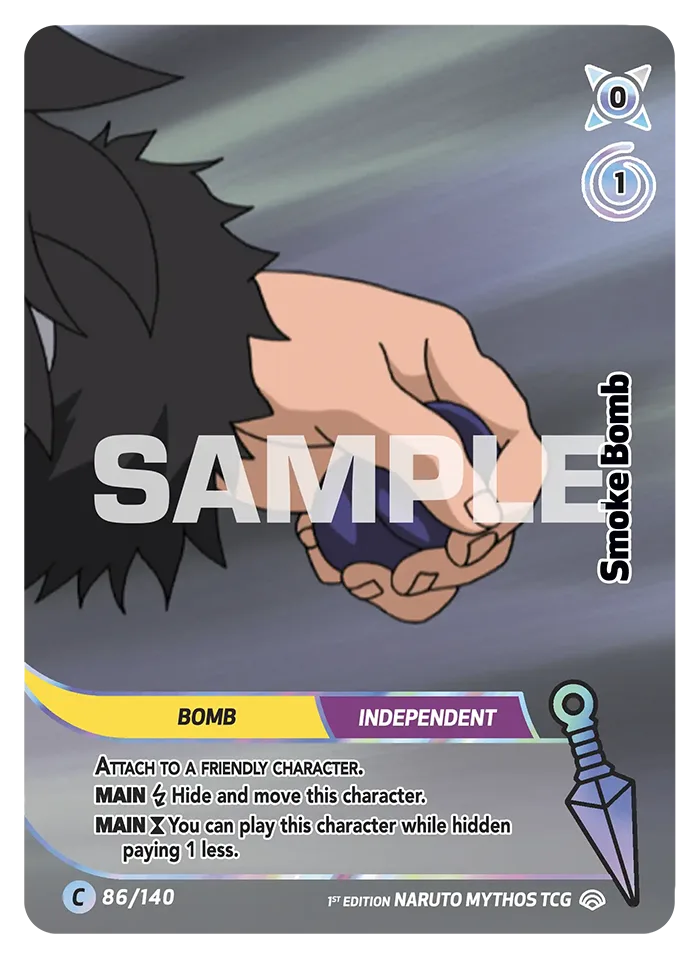 Carte Naruto Mythos Smoke Bomb 086/140 Common Holo Shinobi Shiren 2ème Chapitre Neuf EN LorenZone