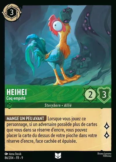 Carte Lorcana - Disney Heihei, Coq empoté 086/204 Chapitre 09 Fabuleux FAB Neuf FR LorenZone