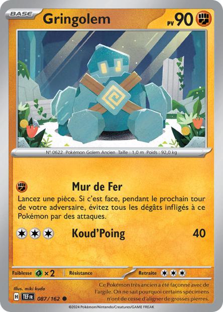Carte Pokémon Gringolem 087/162 TEF Forces Temporelles EV05 Neuf FR LorenZone