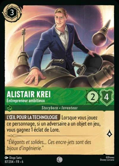 Carte Lorcana - Disney Alistair Krei, Entrepreneur ambitieux 087/204 Commune  Chapitre 06 La Mer Azurite AZS Neuf FR LorenZone