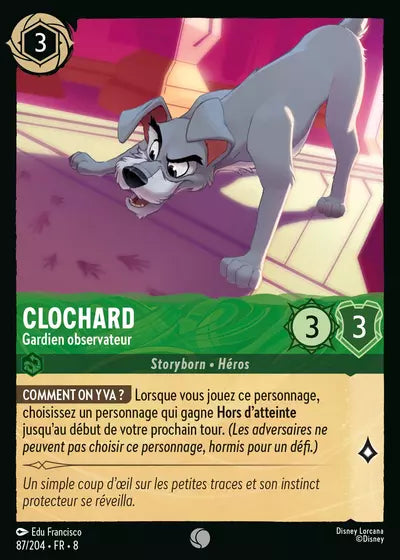 Carte Lorcana - Disney Clochard, Gardien observateur 087/204 Commune Edu Francisco Chapitre 08 Le Règne de Jafar ROJ Neuf FR LorenZone