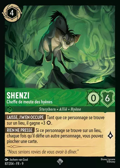 Carte Lorcana - Disney Shenzi, Cheffe de meute des hyènes 087/204 Chapitre 09 Fabuleux FAB Neuf FR LorenZone