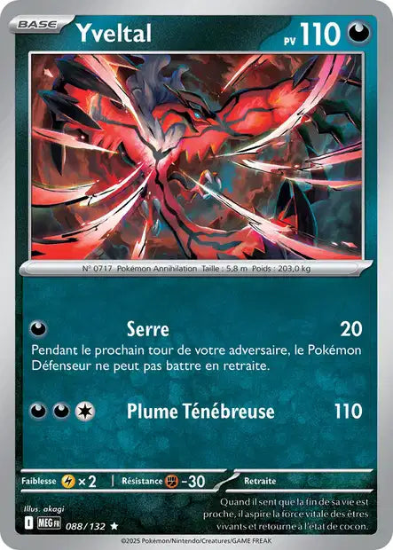 Carte Pokémon Yveltal 088/132 MEG Méga-Évolution ME01 Neuf FR LorenZone