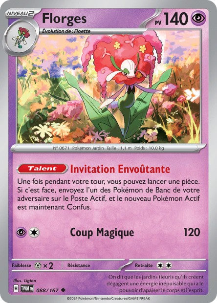 Carte Pokémon Florges 088/167 TWM Mascarade Crépusculaire EV06 Neuf FR LorenZone