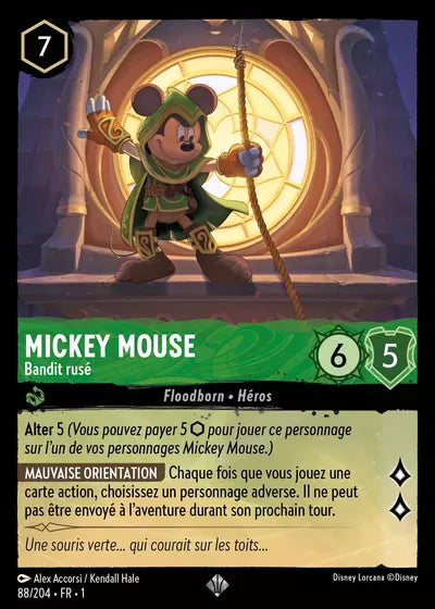 Carte Lorcana - Disney Mickey Mouse, Bandit rusé 088/204 Chapitre 01 Premier Chapitre FC Neuf FR LorenZone