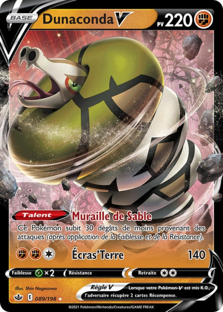 Carte Pokémon Dunaconda V 089/198 CRE Règne de Glace EB06 Neuf FR LorenZone