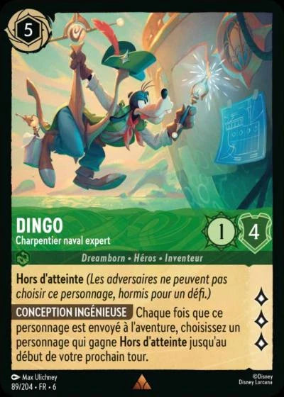 Carte Lorcana - Disney Dingo, Charpentier naval expert 089/204 Rare  Chapitre 06 La Mer Azurite AZS Neuf FR LorenZone