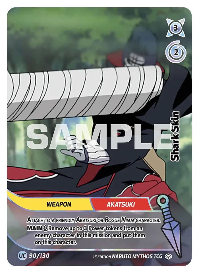 Carte Naruto Mythos Shark Skin 090/140 Uncommon Holo Shinobi Shiren 2ème Chapitre Neuf EN LorenZone