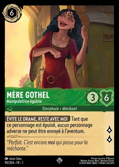 Carte Lorcana - Disney Mère Gothel, Manipulatrice égoïste 090/204 Chapitre 01 Premier Chapitre FC Neuf FR LorenZone