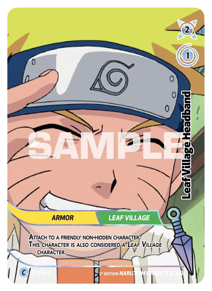 Carte Naruto Mythos Leaf Village Headband 091/140 Common Holo Shinobi Shiren 2ème Chapitre Neuf EN LorenZone