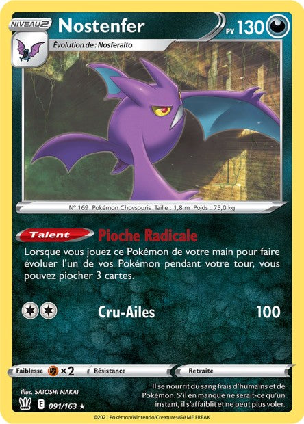 Carte Pokémon Nostenfer 091/163 SWSH5 Styles de Combat EB05 Neuf FR LorenZone