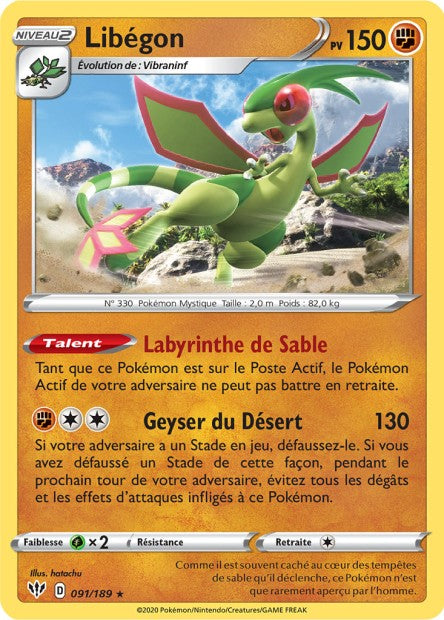 Carte Pokémon Libégon 091/189 SWSH3 Ténèbres Embrasées EB03 Neuf FR LorenZone