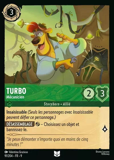 Carte Lorcana - Disney Turbo, Mécanicien 091/204 Chapitre 09 Fabuleux FAB Neuf FR LorenZone