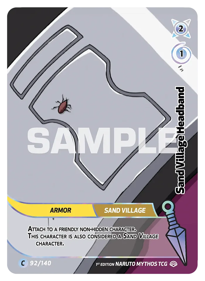 Carte Naruto Mythos Sand Village Headband 092/140 Common Holo Shinobi Shiren 2ème Chapitre Neuf EN LorenZone