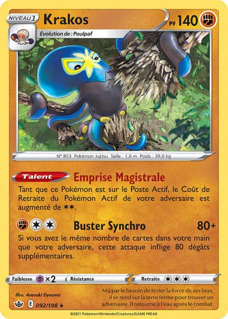 Carte Pokémon Krakos 092/198 CRE Règne de Glace EB06 Neuf FR LorenZone