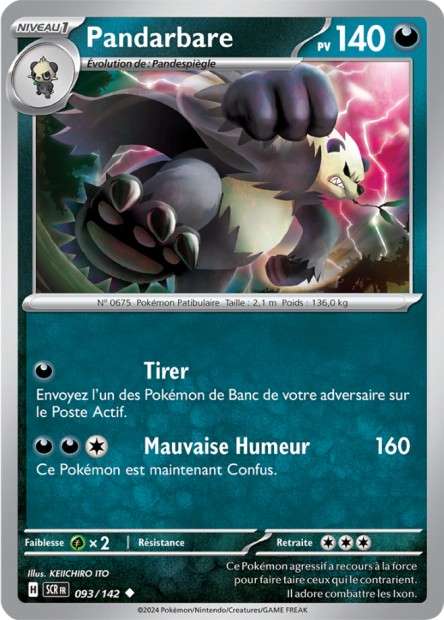 Carte Pokémon Pandarbare 093/142 SCR Couronne Stellaire EV07 Neuf FR LorenZone