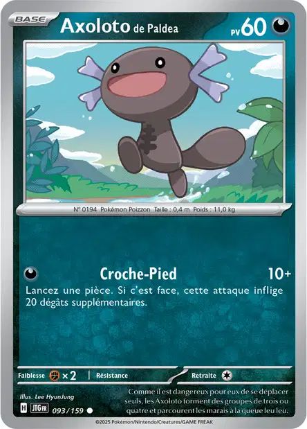 Carte Pokémon Axoloto de Paldea 093/159 JTG Aventures Ensemble EV09 Neuf FR LorenZone
