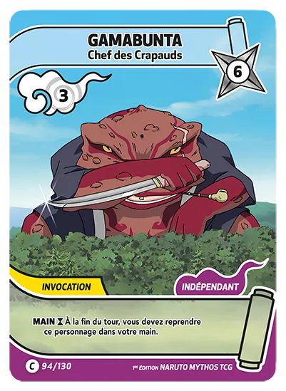 Carte Naruto Mythos GAMABUNTA – Chef des Crapauds 094/130 C 1er Chapitre Neuf FR LorenZone