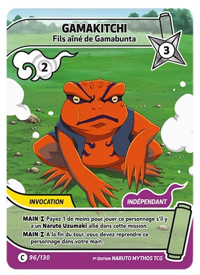 Carte Naruto Mythos GAMAKICHI – Fils aîné de Gamabunta 096/130 C 1er Chapitre Neuf FR LorenZone