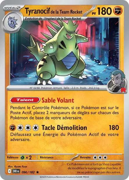 Carte Pokémon Tyranocif de la Team Rocket 096/182 DRI Rivalités Destinées EV10 Neuf FR LorenZone