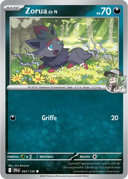 Carte Pokémon Zorua de N 097/159 JTG Aventures Ensemble EV09 Neuf FR LorenZone
