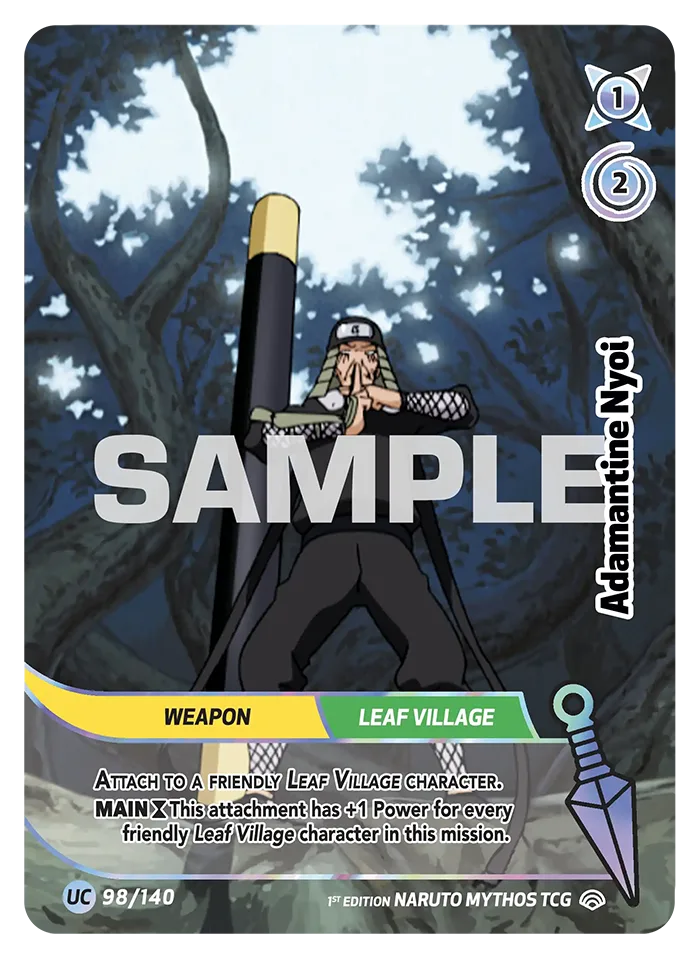 Carte Naruto Mythos Adamantine Nyoi 098/140 Uncommon Holo Shinobi Shiren 2ème Chapitre Neuf EN LorenZone
