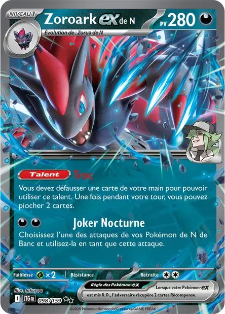 Carte Pokémon Zoroark EX de N 098/159 JTG Aventures Ensemble EV09 Neuf FR LorenZone