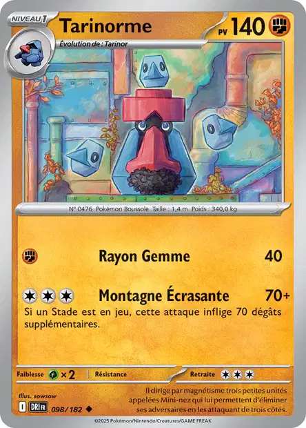 Carte Pokémon Tarinorme 098/182 DRI Rivalités Destinées EV10 Neuf FR LorenZone