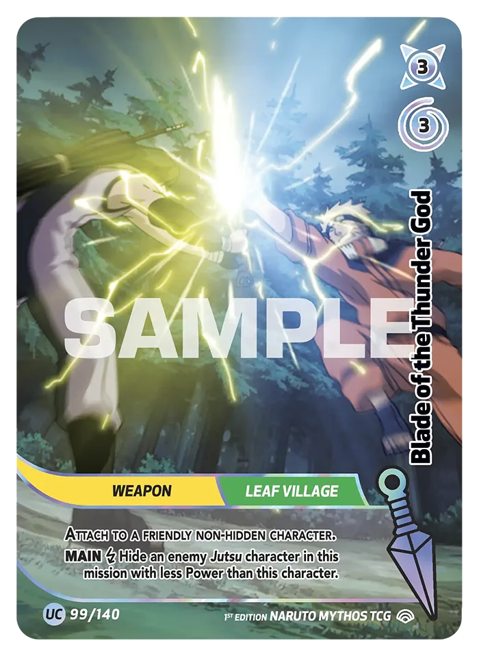 Carte Naruto Mythos Blade of the Thunder God 099/140 Uncommon Holo Shinobi Shiren 2ème Chapitre Neuf EN LorenZone