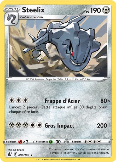Carte Pokémon Steelix 099/163 SWSH5 Styles de Combat EB05 Neuf FR LorenZone