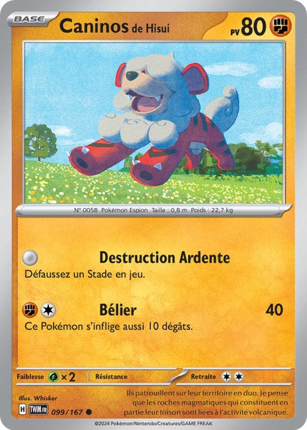 Carte Pokémon Caninos de Hisui 099/167 TWM Mascarade Crépusculaire EV06 Neuf FR LorenZone