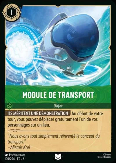 Carte Lorcana - Disney Module de transport 100/204 Peu Commune  Chapitre 06 La Mer Azurite AZS Neuf FR LorenZone