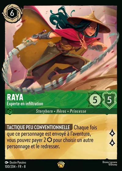 Carte Lorcana - Disney Raya, Experte en infiltration 100/204 Légendaire Dustin Panzino Chapitre 08 Le Règne de Jafar ROJ Neuf FR LorenZone