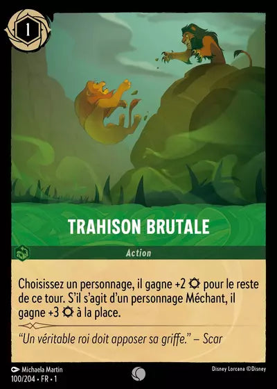 Carte Lorcana - Disney Trahison brutale 100/204 Chapitre 01 Premier Chapitre FC Neuf FR LorenZone