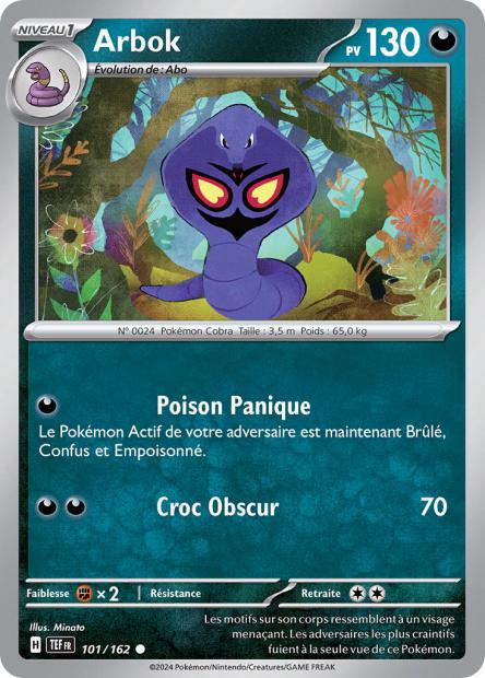 Carte Pokémon Arbok 101/162 TEF Forces Temporelles EV05 Neuf FR LorenZone