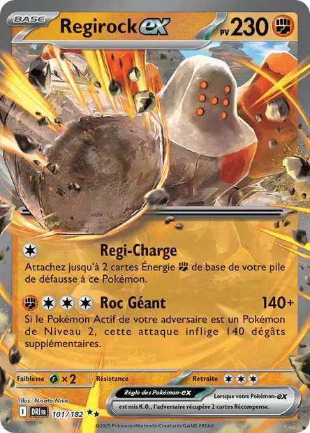 Carte Pokémon Regirock EX 101/182 DRI Rivalités Destinées EV10 Neuf FR LorenZone