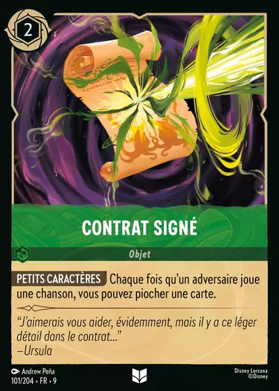 Carte Lorcana - Disney Contrat signé 101/204 Chapitre 09 Fabuleux FAB Neuf FR LorenZone