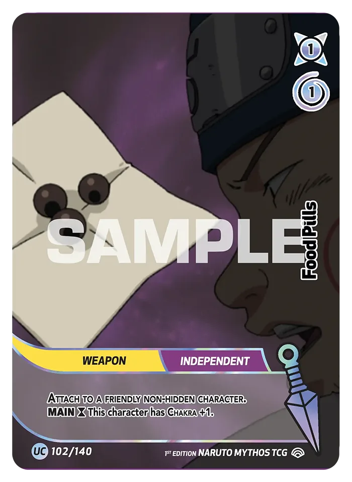 Carte Naruto Mythos Food Pills 102/140 Uncommon Holo Shinobi Shiren 2ème Chapitre Neuf EN LorenZone