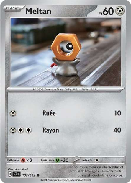 Carte Pokémon Meltan 102/142 SCR Couronne Stellaire EV07 Neuf FR LorenZone