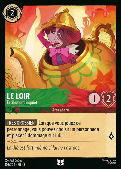 Carte Lorcana - Disney Le loir, Facilement inquiet 103/204 Peu Commune Joel DuQue Chapitre 08 Le Règne de Jafar ROJ Neuf FR LorenZone
