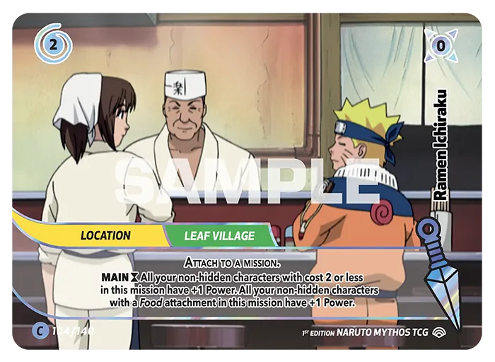 Carte Naruto Mythos Ichiraku Ramen 104/140 Common Holo Shinobi Shiren 2ème Chapitre Neuf EN LorenZone