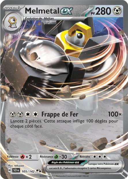 Carte Pokémon Melmetal EX 105/142 SCR Couronne Stellaire EV07 Neuf FR LorenZone