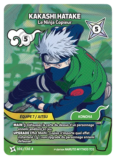 Carte Naruto Mythos KAKASHI HATAKE – Le Ninja Copieur 106/130 A R-A 1er Chapitre Neuf FR LorenZone