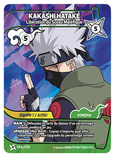Carte Naruto Mythos KAKASHI HATAKE – Libération du Sceau Maléfique 106/130 R 1er Chapitre Neuf FR LorenZone