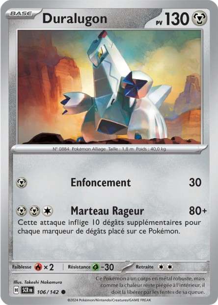 Carte Pokémon Duralugon 106/142 SCR Couronne Stellaire EV07 Neuf FR LorenZone