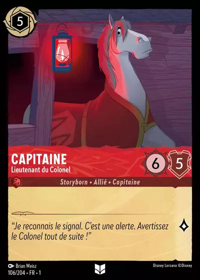 Carte Lorcana - Disney Capitaine, Lieutenant du Colonel 106/204 Chapitre 01 Premier Chapitre FC Neuf FR LorenZone