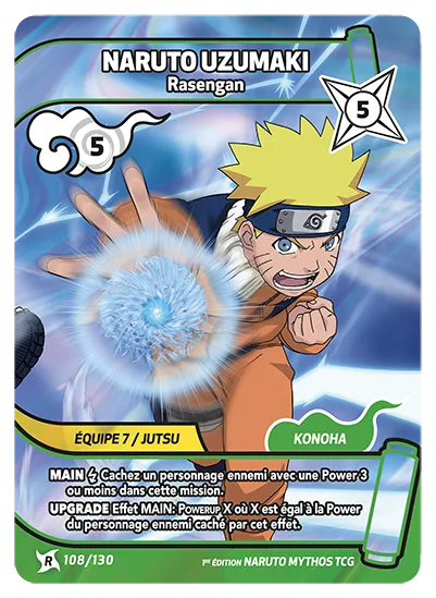 Carte Naruto Mythos NARUTO UZUMAKI – Rasengan 108/130 R 1er Chapitre Neuf FR LorenZone