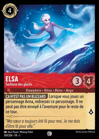 Carte Lorcana - Disney Elsa, Surfeuse des glaces 109/204 Chapitre 01 Premier Chapitre FC Neuf FR LorenZone