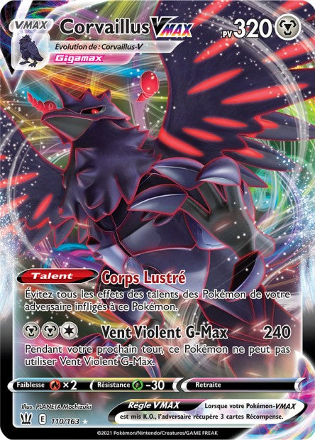 Carte Pokémon Corvaillus VMAX 110/163 SWSH5 EB05 LorenZone